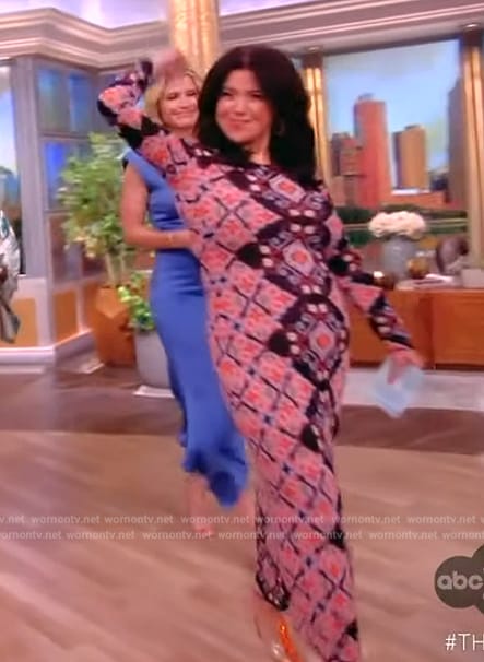 Ana's geometric patterned knit dress on The View