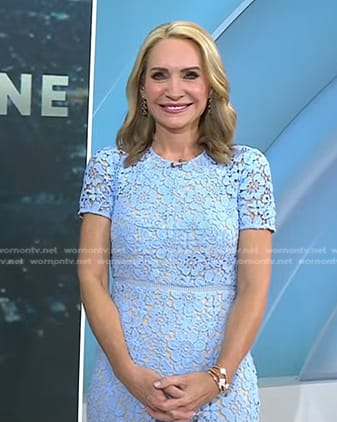 Andrea Canning's blue floral lace dress on Today