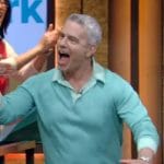 Andy Cohen’s blue polo sweater on Live with Kelly and Mark