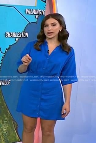 Angie Lassman's blue short sleeve shirtdress on Today