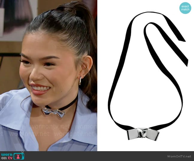 Annika Inez Large Cravat Pendant Necklace worn by Luna (Lisa Yamada) on The Bold and the Beautiful