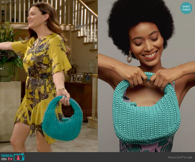 Maeve at Anthropologie The Tate Beaded Handbag in Turquoise worn by Katie Logan (Heather Tom) on The Bold and the Beautiful