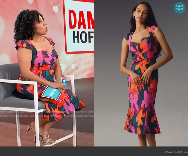 Maeve The Cecily Fit & Flare Sweetheart Dress worn by Damona Hoffman on Access Hollywood