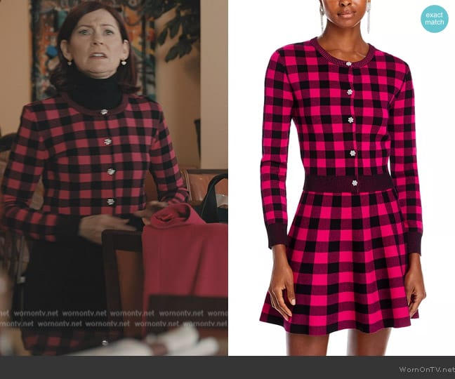 Aqua Cropped Checked Cardigan worn by Elsbeth Tascioni (Carrie Preston) on Elsbeth