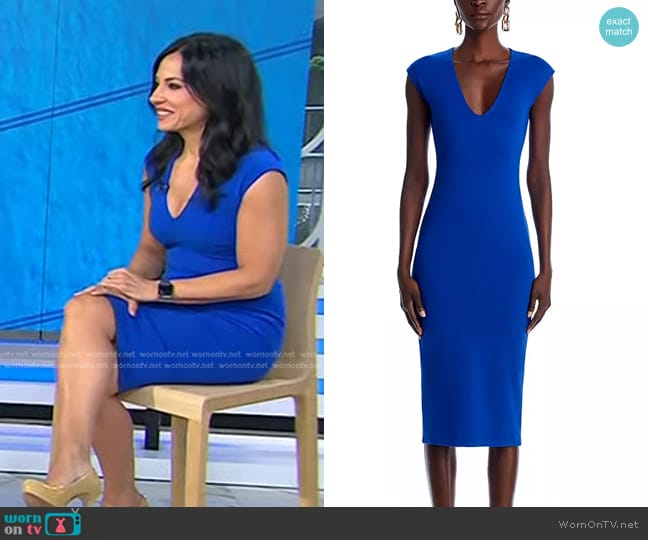 Aqua V Neck Ponte Short Sleeved Midi Dress worn by Dr. Tara Narula on Today