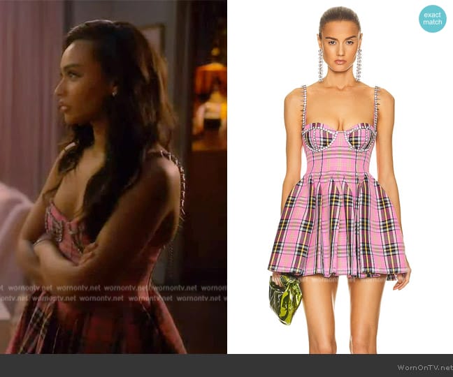 Area Crystal Trim Mini Dress worn by Kiela (Daniella Perkins) on Grown-ish