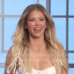 Ariana Madix’s white peplum corset top on The Talk