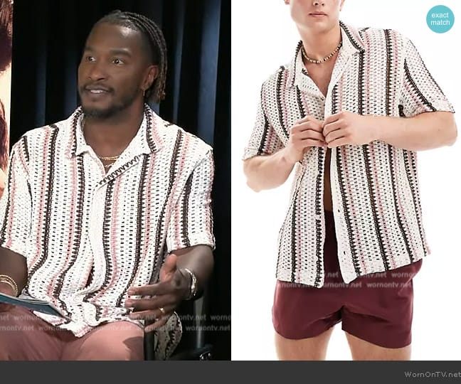 WornOnTV: Scott’s open knit stripe shirt on Access Hollywood | Scott ...