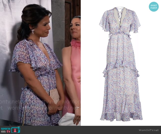 ASTR The Label Cherli Floral Tiered Maxi Dress worn by Alison 'Blaze' Rogers (Jacqueline Grace Lopez) on General Hospital