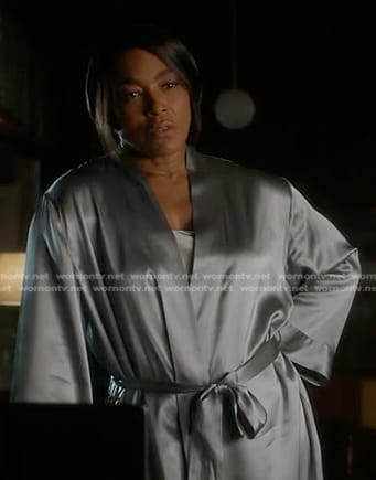 Athena’s silver silk robe on 9-1-1