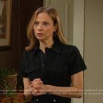 Ava’s black short sleeve jumpsuit on Days of our Lives