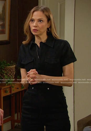 Ava's black short sleeve jumpsuit on Days of our Lives