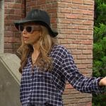 Ava’s navy plaid button down shirt on Days of our Lives