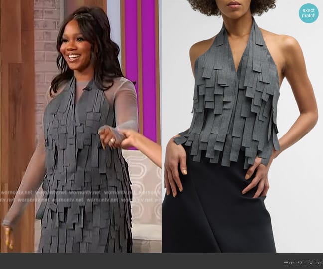 A.W.A.K.E. MODE Multi-Rectangle Backless Vest worn by Sarah Jakes Roberts on Sherri