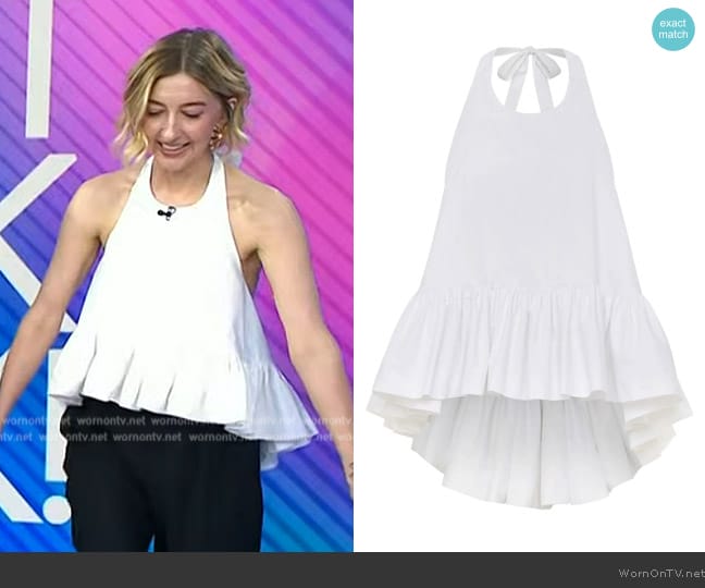 Azeeza Winston poplin halterneck top worn by Heidi Gardner on Today