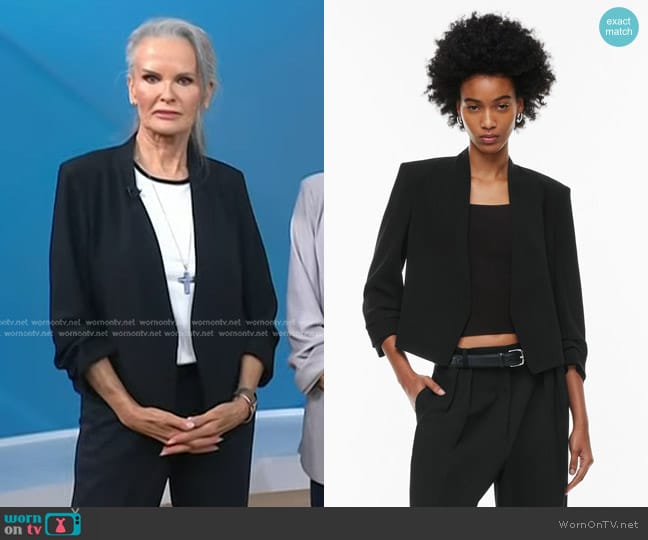 Babaton Power Waist Cropped Blazer worn by Denise Brown on Today