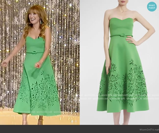 Badgley Mischka Strapless Cutout A-Line Midi Dress worn by Jane Seymour on Tamron Hall Show