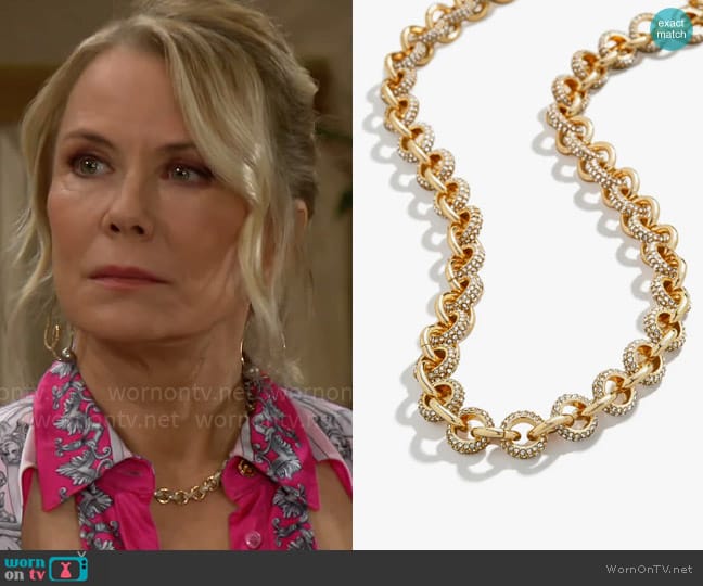 Baublebar Pavé Chain Link Necklace worn by Brooke Logan (Katherine Kelly Lang) on The Bold and the Beautiful