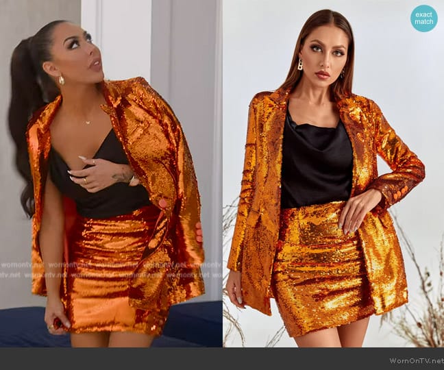 Bella Barnett Iconically Shine Blazer Set worn by Kayla Carmona (Kayla Carmona) on Selling the OC