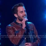 Ben Platt’s leather and denim patchwork jacket on The Kelly Clarkson Show