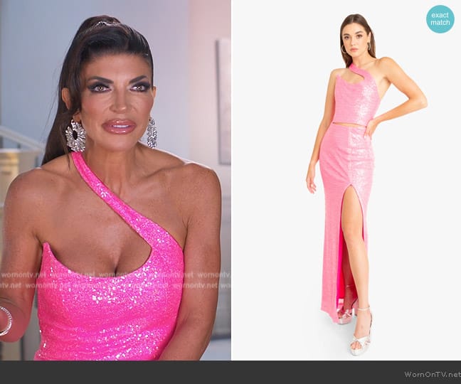 Black Halo Brew 2PC Gown worn by Teresa Giudice on The Real Housewives of New Jersey