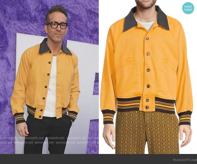 Bode Yellow Banbury Jacket worn by Ryan Reynolds on E! News