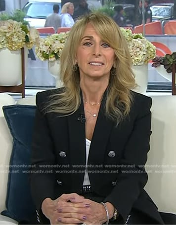 Bonnie Hammer’s black double breasted blazer on Today