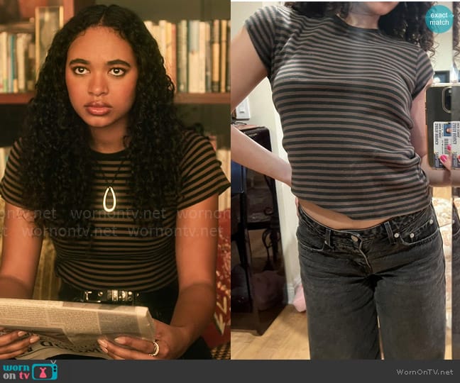 Brandy Melville Hailie Striped Top worn by Tabitha 'Tabby' Hayworth (Chandler Kinney) on Pretty Little Liars Original Sin