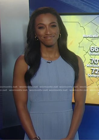 WornOnTV: Brittany’s blue ribbed knit dress on Good Morning America ...