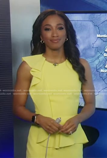 Brittany's yellow yellow side ruffle dress on Good Morning America