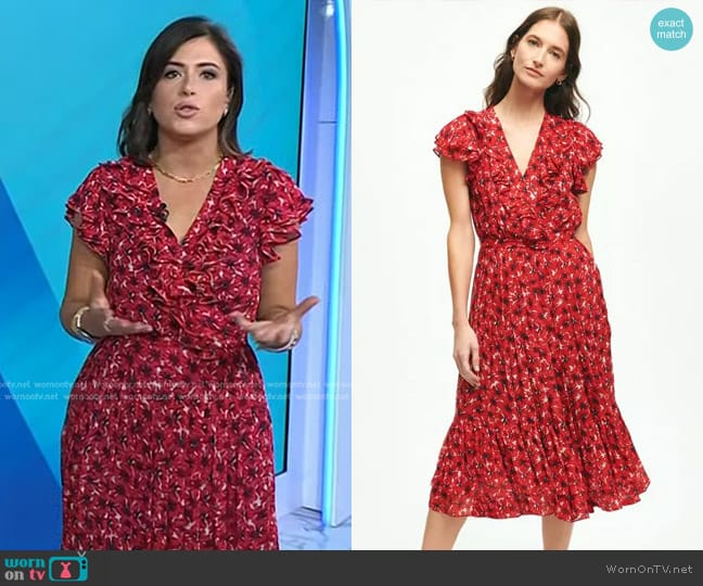 Brooks Brothers Chiffon Poppy Print Dress worn by Chloe Melas on Today