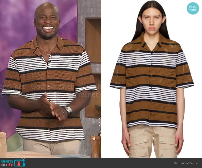 Burberry Triple Stripe Woven Vacation Shirt worn by Akbar Gbajabiamila on The Talk