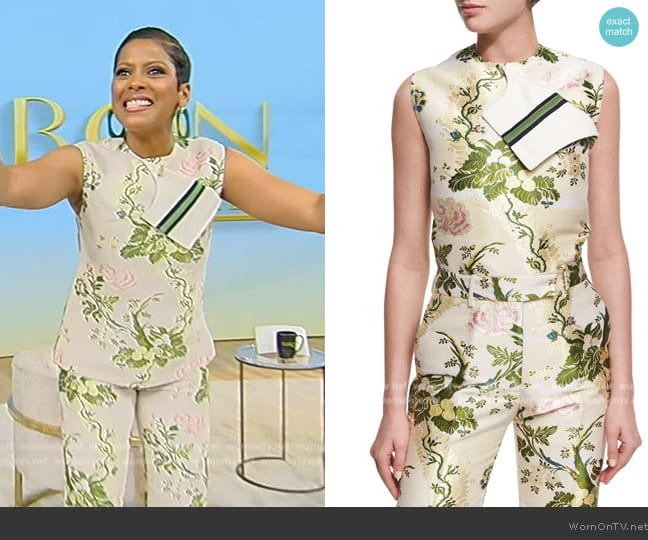 Calvin Klein NYC Flora Brocade Shell Top worn by Tamron Hall on Tamron Hall Show