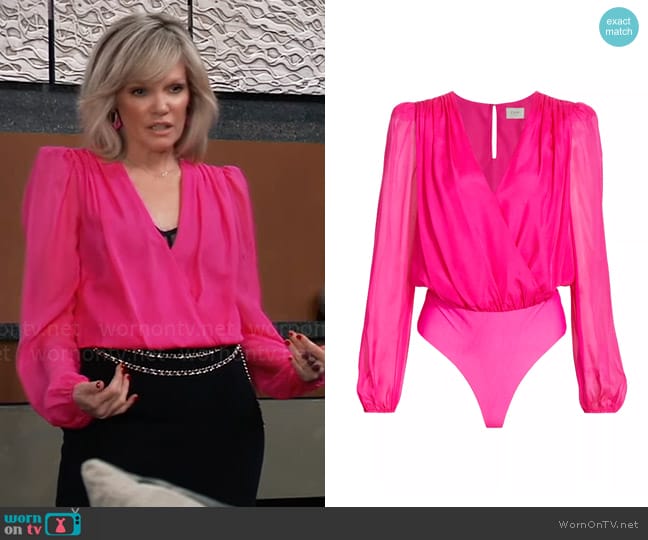 Cami NYC Isa Pleated Bodysuit worn by Ava Jerome (Maura West) on General Hospital