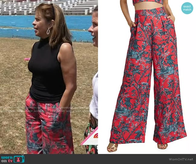 Cara Cara Josephine Linen Wide-Leg Pants in Heron Watermelon worn by Hoda Kotb on Today