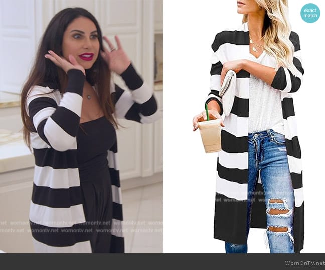 Cardydony at Amazon Stripe Cardigan worn by Jennifer Aydin on The Real Housewives of New Jersey