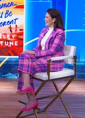 Carley Fortune's pink plaid blazer and pants on Good Morning America