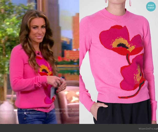 Carolina Herrera Poppy Embroidered Cashmere Sweater worn by Alyssa Farah Griffin on The View