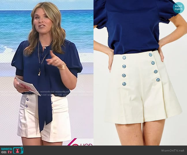 Cartolina Vera Short in Whisper White worn by Jenna Bush Hager on Today