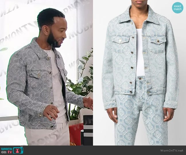 Casablanca Monogram-jacquard Denim Jacket worn by John Legend on The Voice