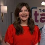 Casey Wilson’s red midi dress on The Talk