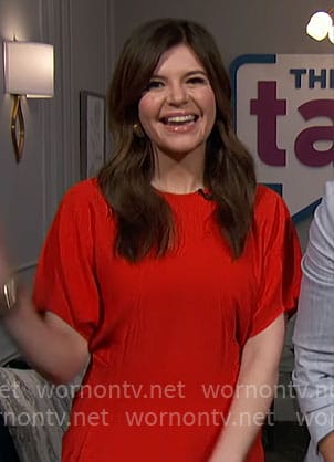 Casey Wilson’s red midi dress on The Talk