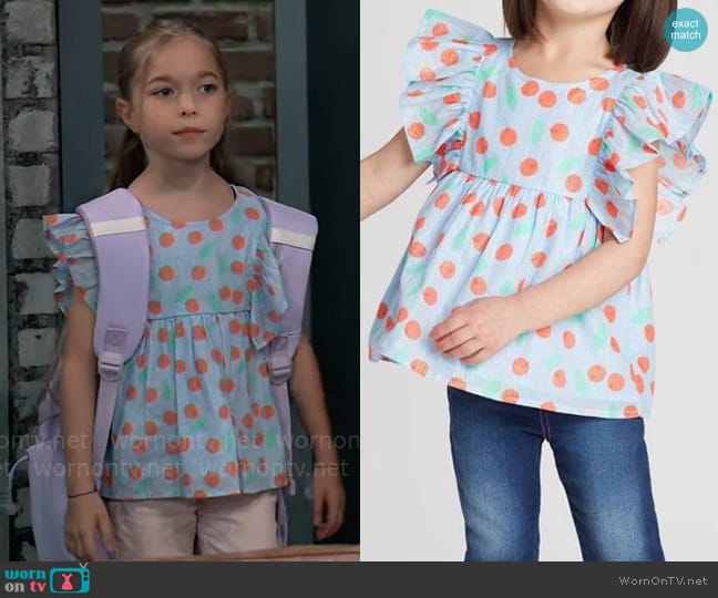 Cat and Jack at Target Cherry Print Top worn by Violet Finn (Jophielle Love) on General Hospital