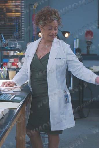 Catherine's green gathered wrap dress on Greys Anatomy