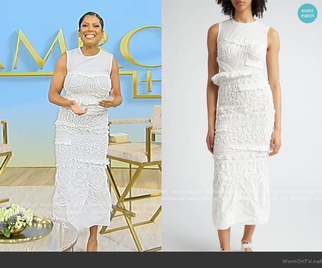 Cecilie Bahnsen Vanda Pansy Smocked Faille Midi Dress worn by Tamron Hall on Tamron Hall Show