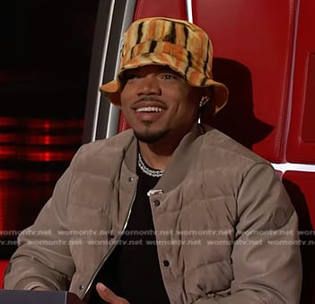 Chance’s grey quilted bomber jacket on The Voice