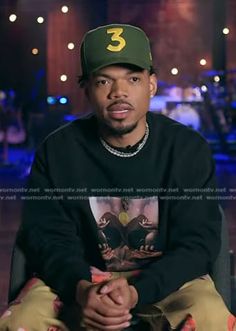 Chance's black graffiti print sweatshirt on The Voice