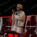 Chance’s colorblock denim jacket and pants on The Voice