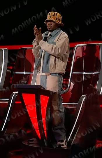 Chance's colorblock denim jacket and pants on The Voice