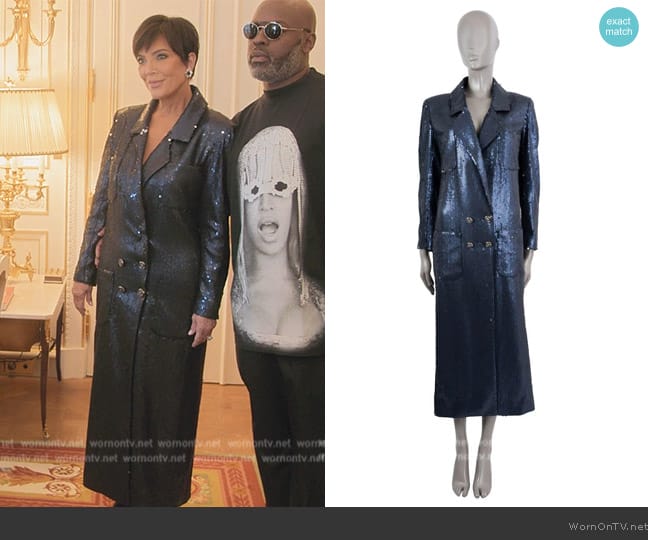 Chanel Monte Carlo Sequin Double Breasted Coat worn by Kris Jenner (Kris Jenner) on The Kardashians